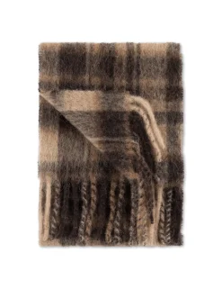 Men Forét Accessories-Airy Wool Scarf-Brown Check