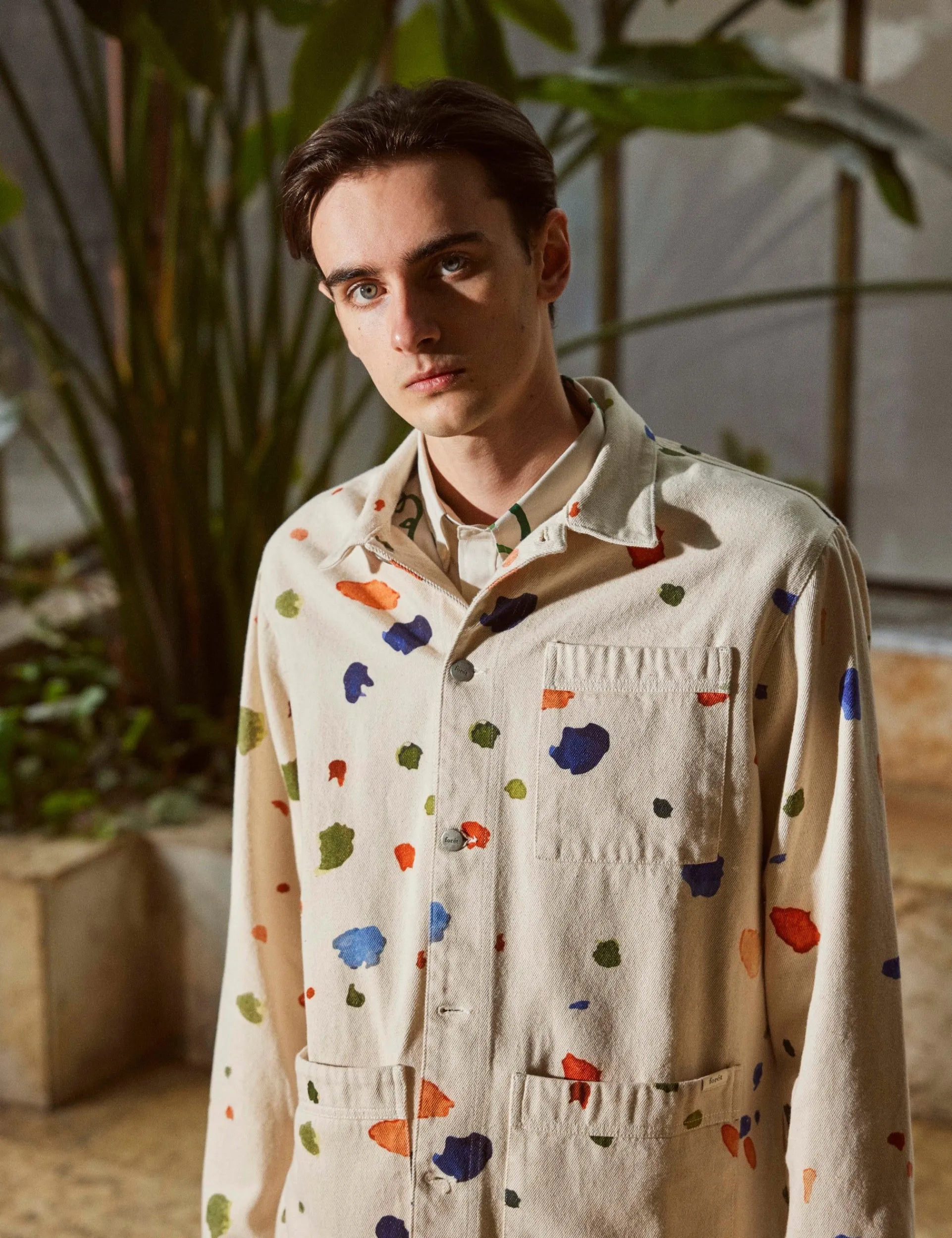 Men Forét Overshirts-Artwork Overshirt-Undyed