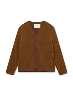 Men Forét Overshirts-Aura Sherpa Fleece Jacket-Brown