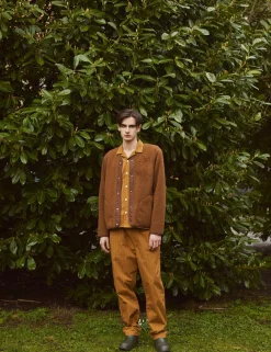 Men Forét Overshirts-Aura Sherpa Fleece Jacket-Brown