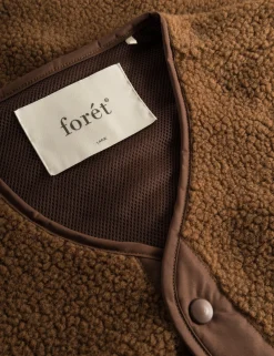 Men Forét Overshirts-Aura Sherpa Fleece Jacket-Brown