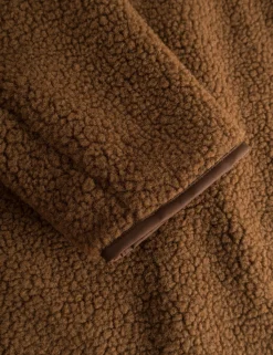 Men Forét Overshirts-Aura Sherpa Fleece Jacket-Brown