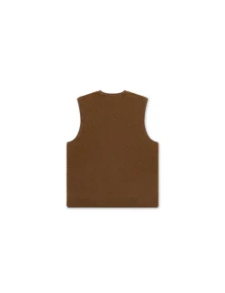 Men Forét Jackets-Aura Sherpa Fleece Vest-Brown