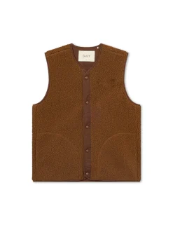 Men Forét Vests-Aura Sherpa Fleece Vest-Brown