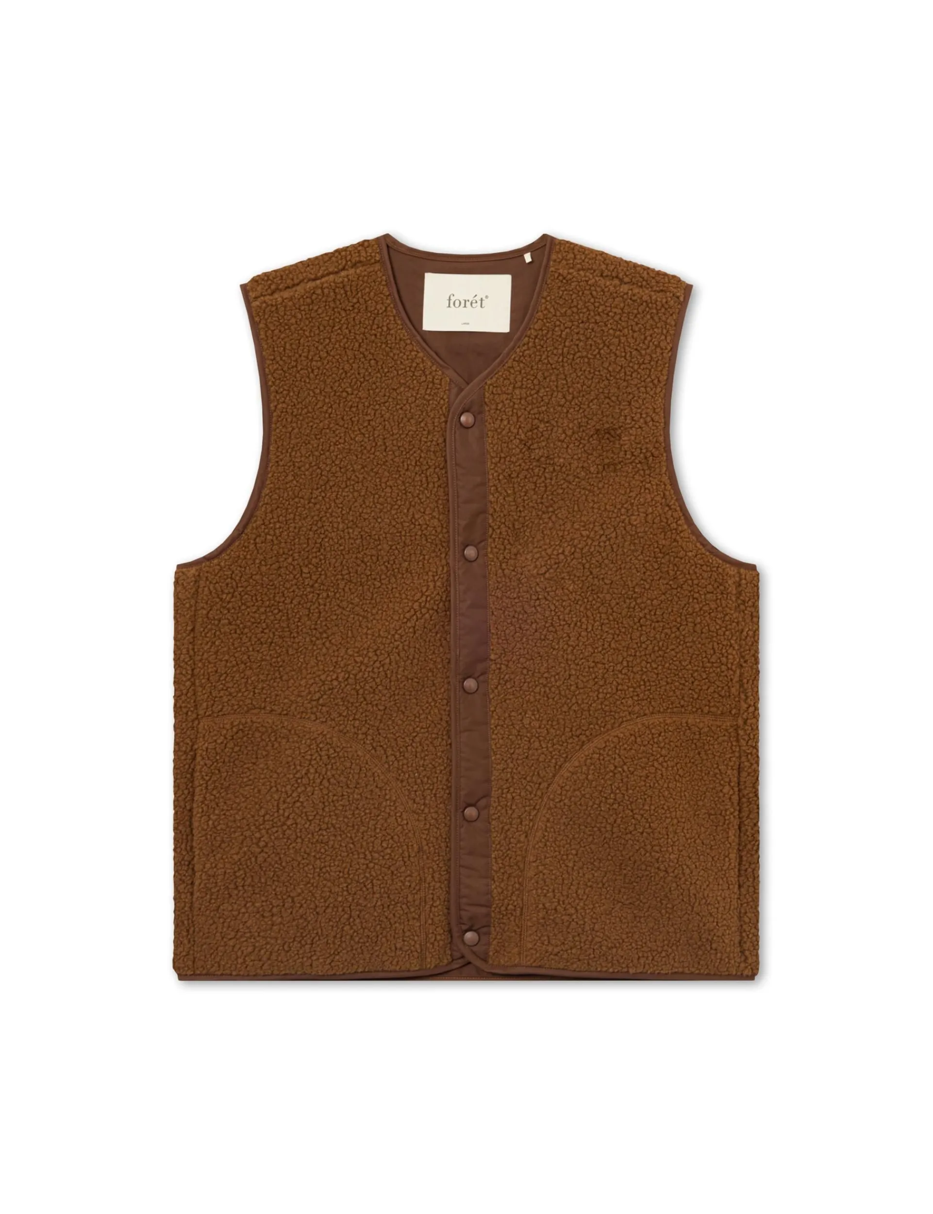 Men Forét Vests-Aura Sherpa Fleece Vest-Brown