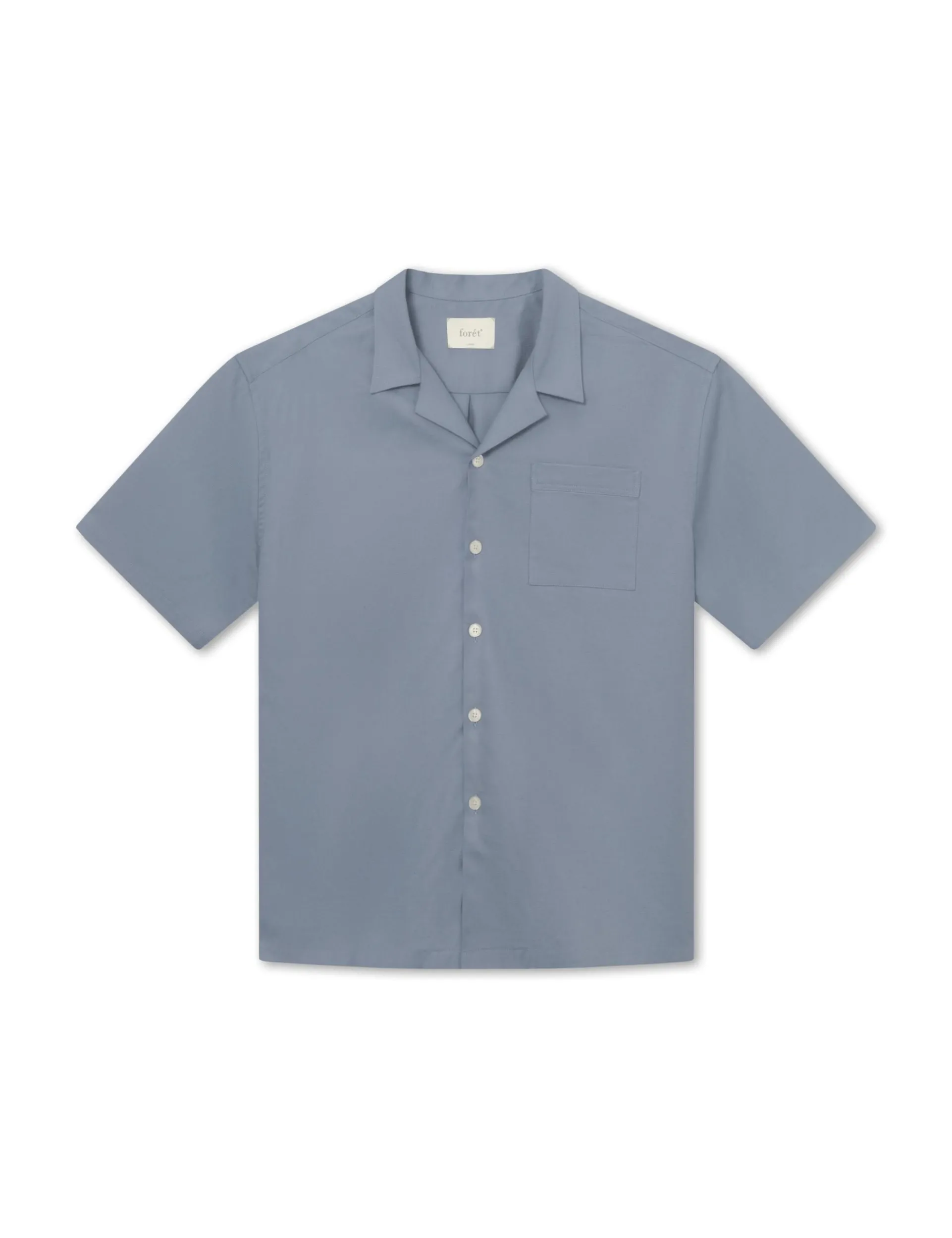 Men Forét Shirts-Basin Ss Shirt-Vintage Blue