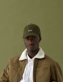 Men Forét Overshirts-Beech Sherpa Twill Jacket-Khaki/Cloud