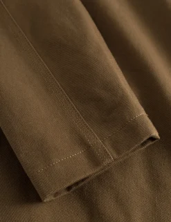 Men Forét Jackets-Beech Sherpa Twill Jacket-Khaki/Cloud