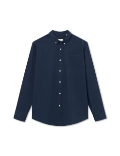 Men Forét Shirts-Bush Seersucker Shirt-Navy