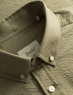 Men Forét Shirts-Bush Seersucker Shirt-Olive