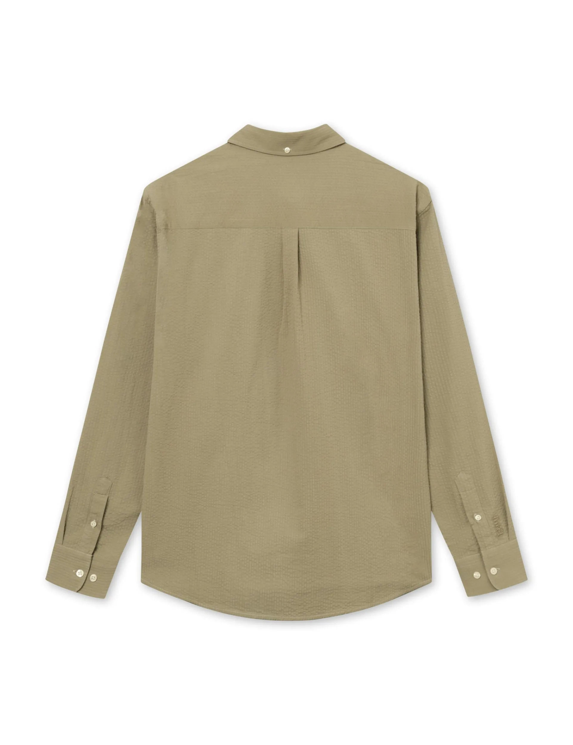 Men Forét Shirts-Bush Seersucker Shirt-Olive