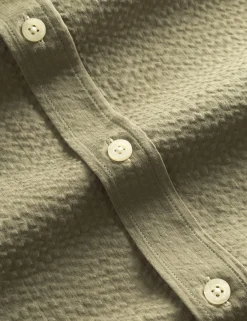 Men Forét Shirts-Bush Seersucker Shirt-Olive