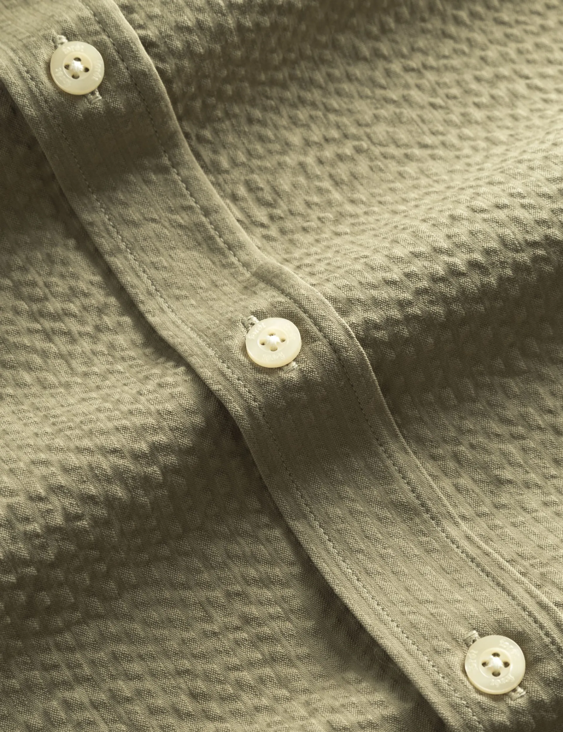 Men Forét Shirts-Bush Seersucker Shirt-Olive