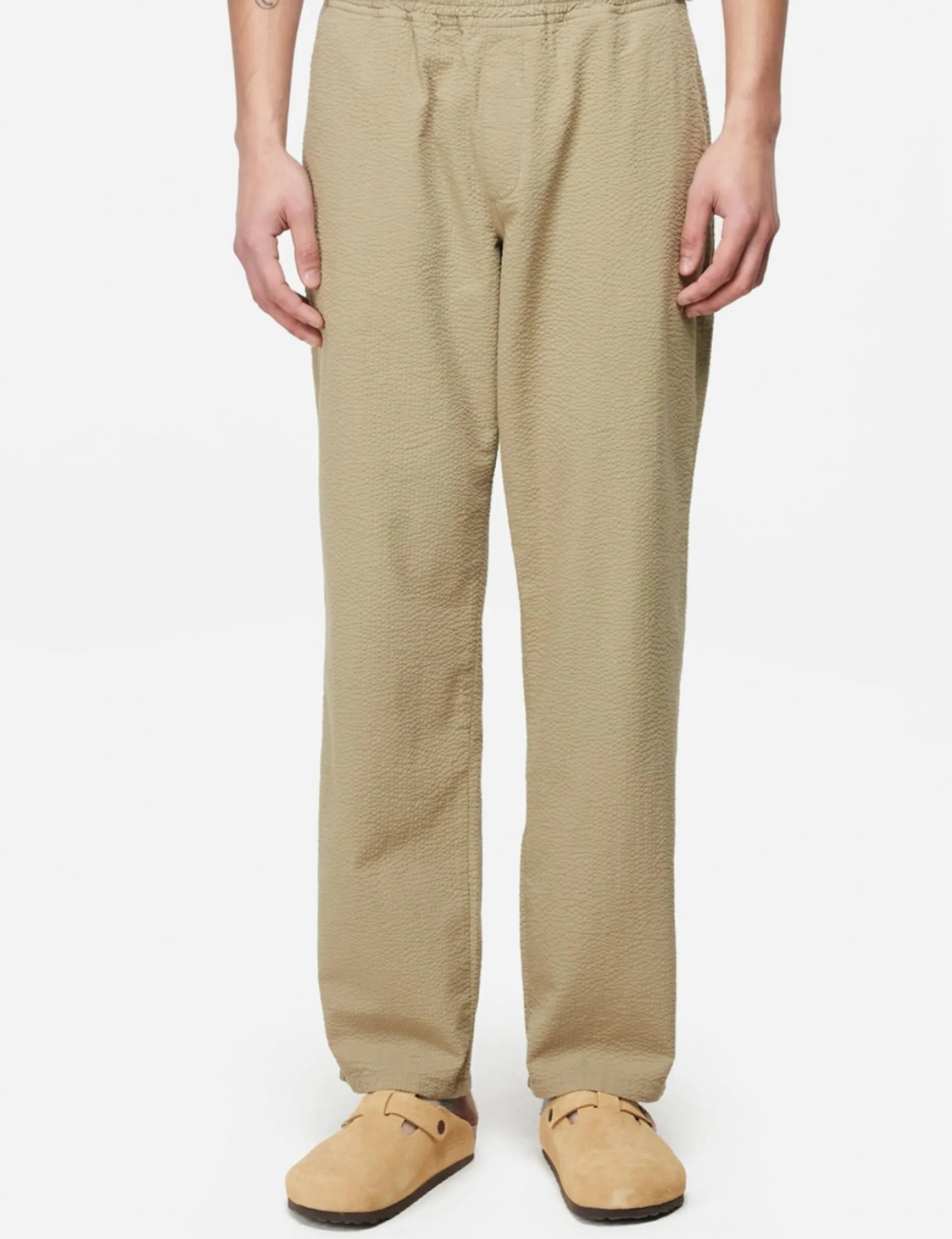 Men Forét Pants-Calm Pants-Olive Seersucker