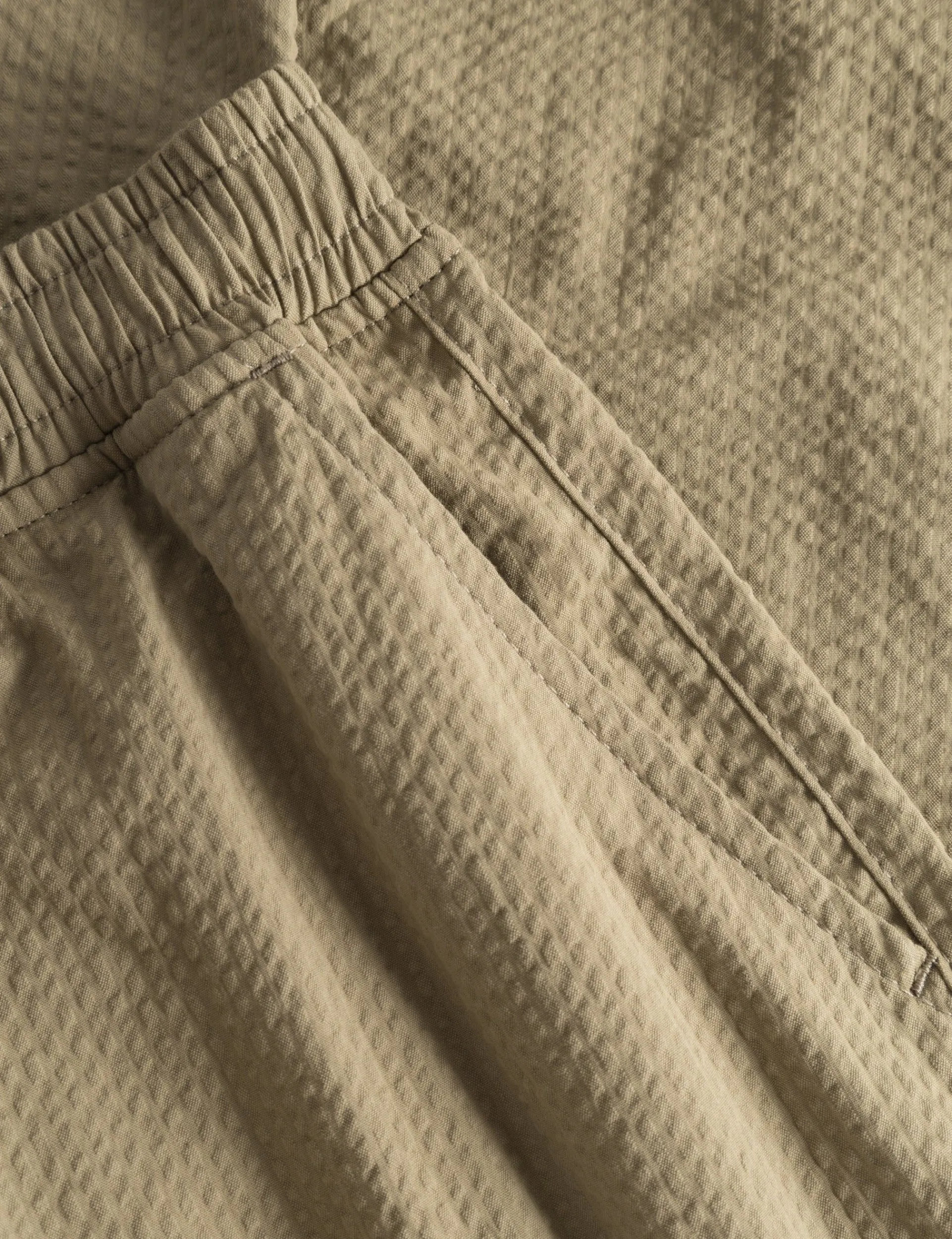 Men Forét Pants-Calm Pants-Olive Seersucker
