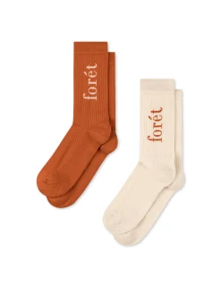 Forét Goods-Camino Socks 2-Pack-Burnt Orange/Cloud