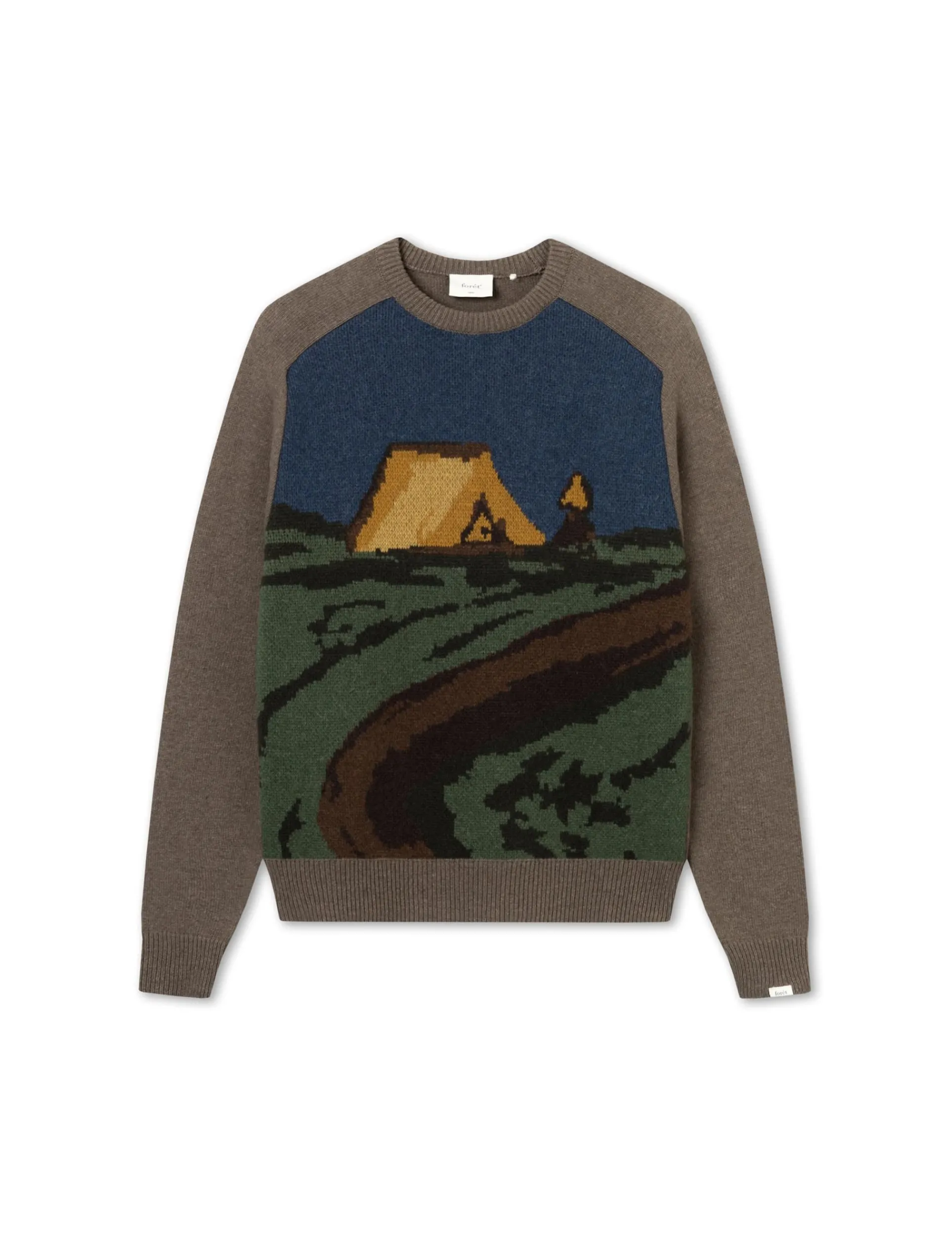 Men Forét Sweatshirts-Camp Jacquard Knit-Khaki