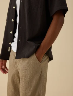 Men Forét Pants-Clay Seersucker Pants-Taupe
