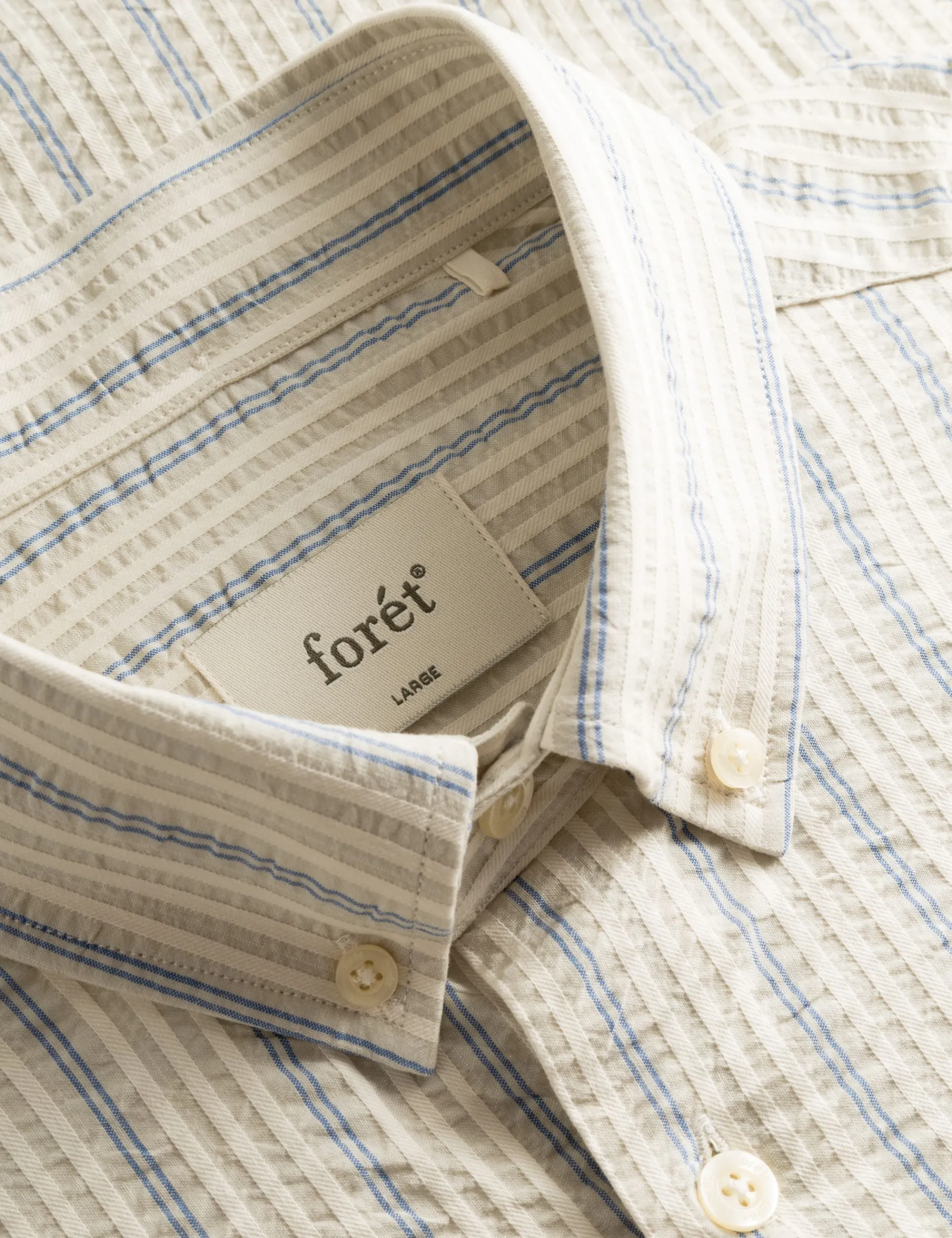 Men Forét Shirts-Crest Dove Shirt-Blue Stripe