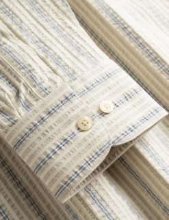 Men Forét Shirts-Crest Dove Shirt-Blue Stripe