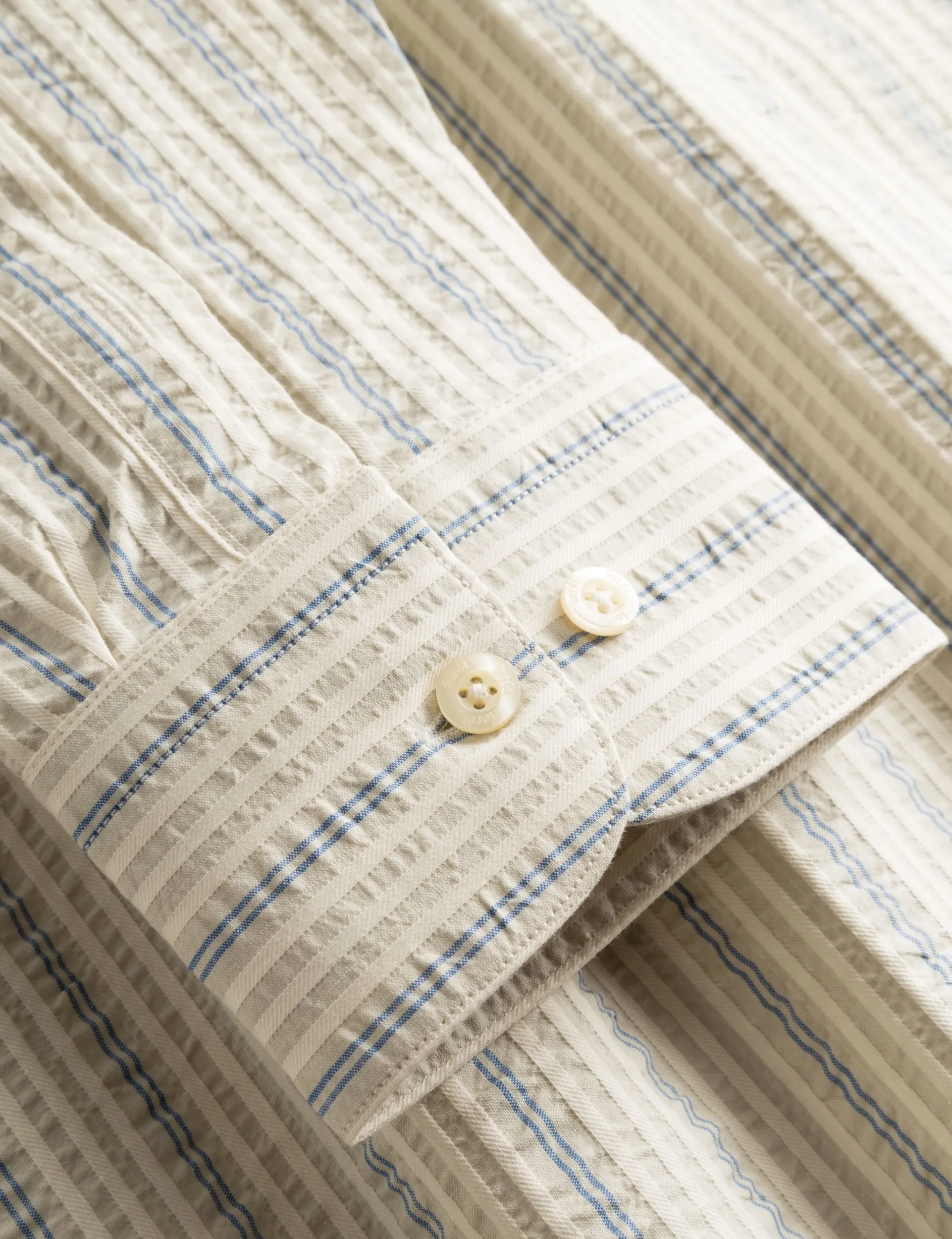 Men Forét Shirts-Crest Dove Shirt-Blue Stripe