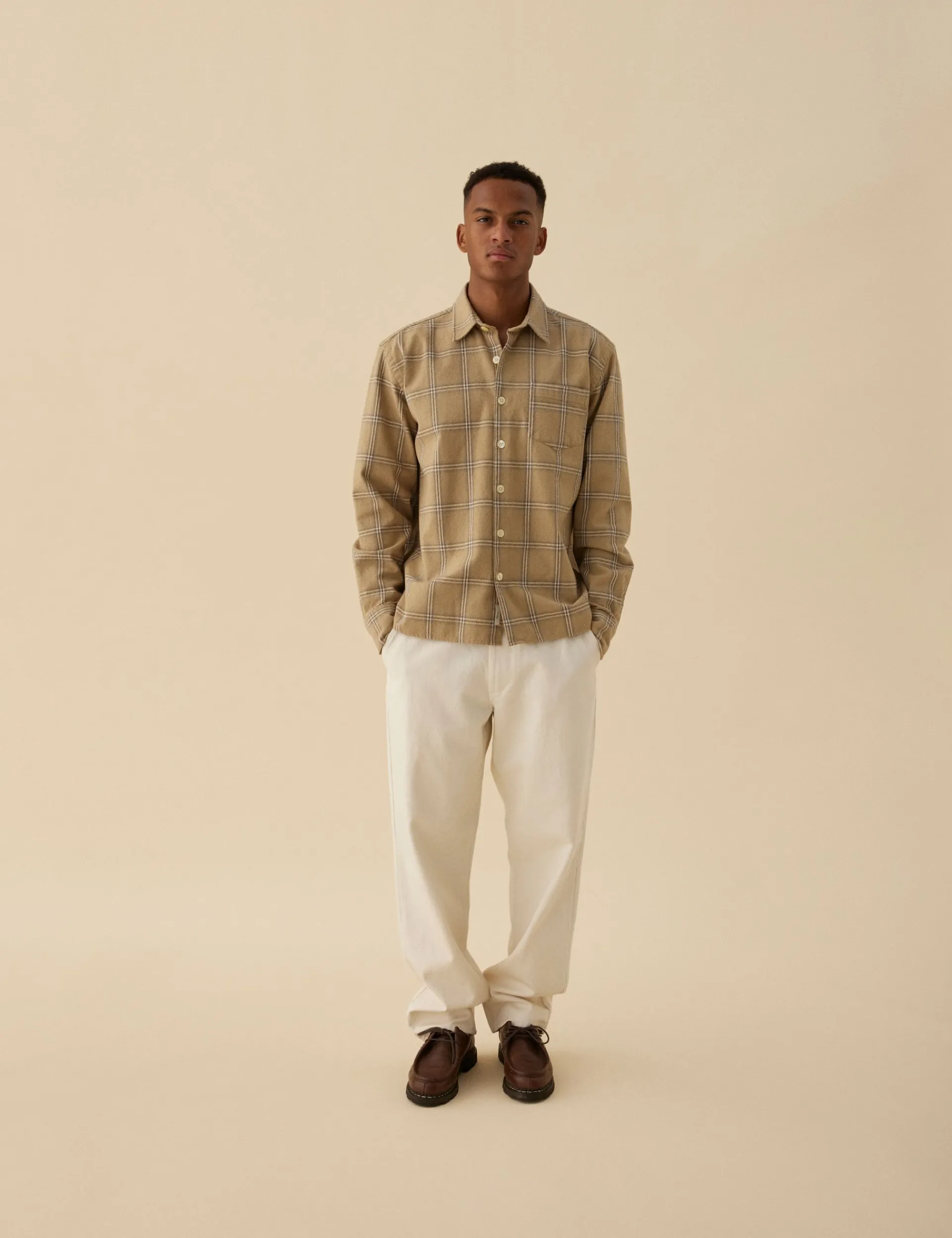 Men Forét Shirts-Fable Check Shirt-Khaki Check