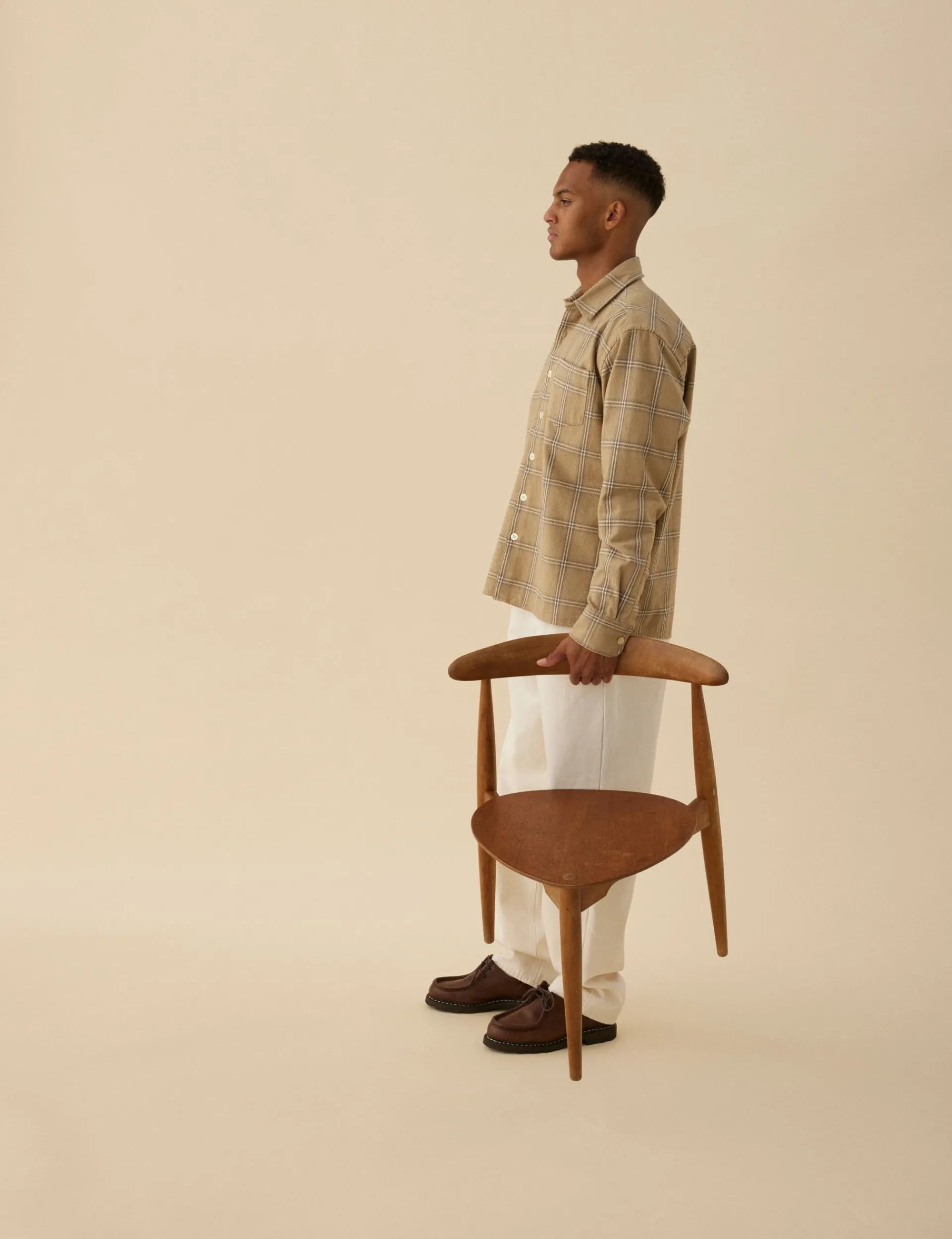 Men Forét Shirts-Fable Check Shirt-Khaki Check