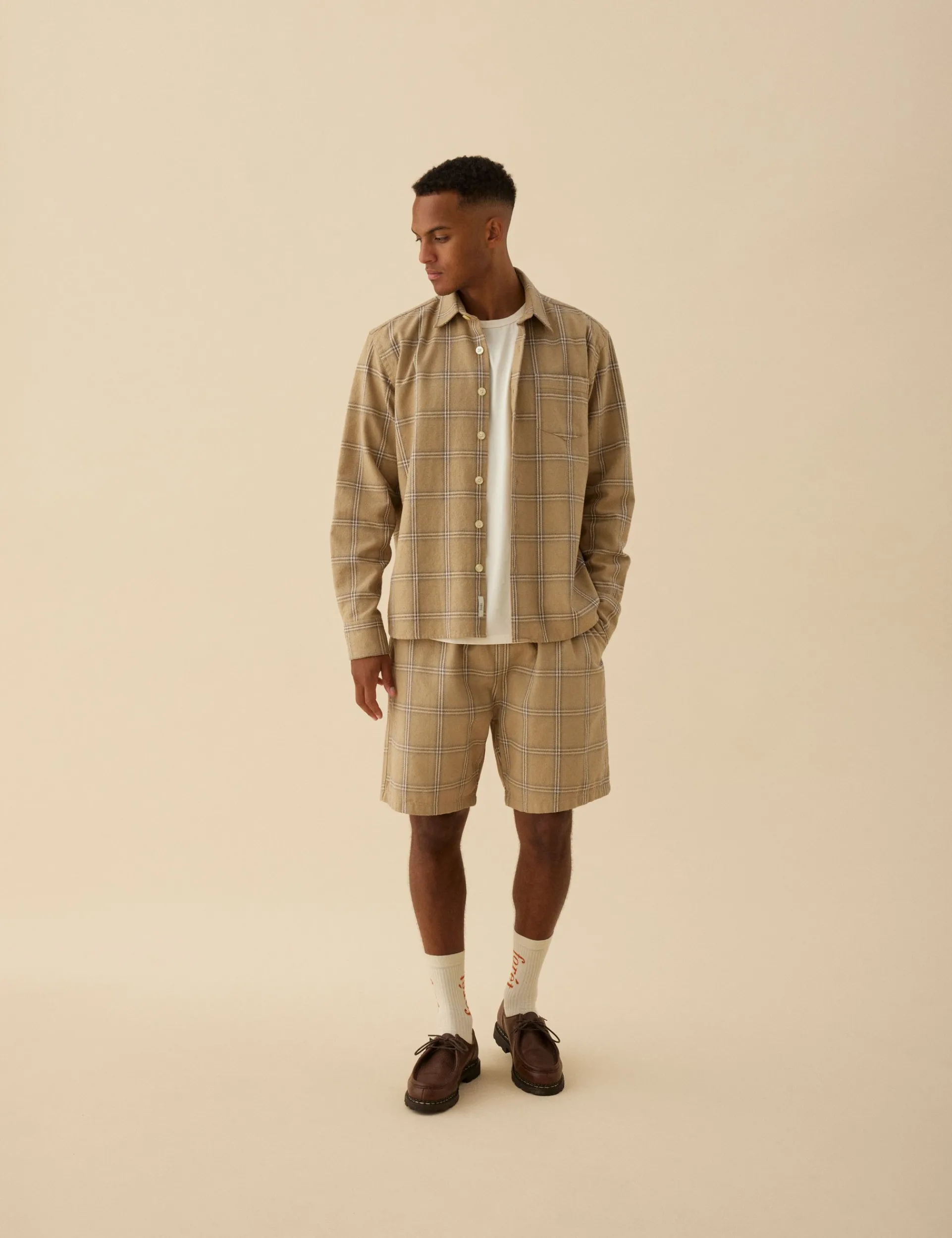 Men Forét Shirts-Fable Check Shirt-Khaki Check