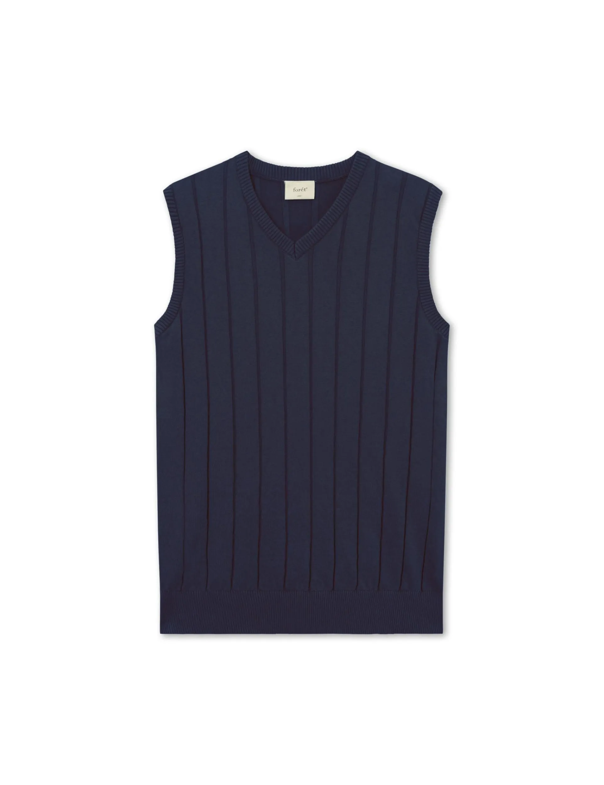 Men Forét Vests-Flume Knit Vest-Navy