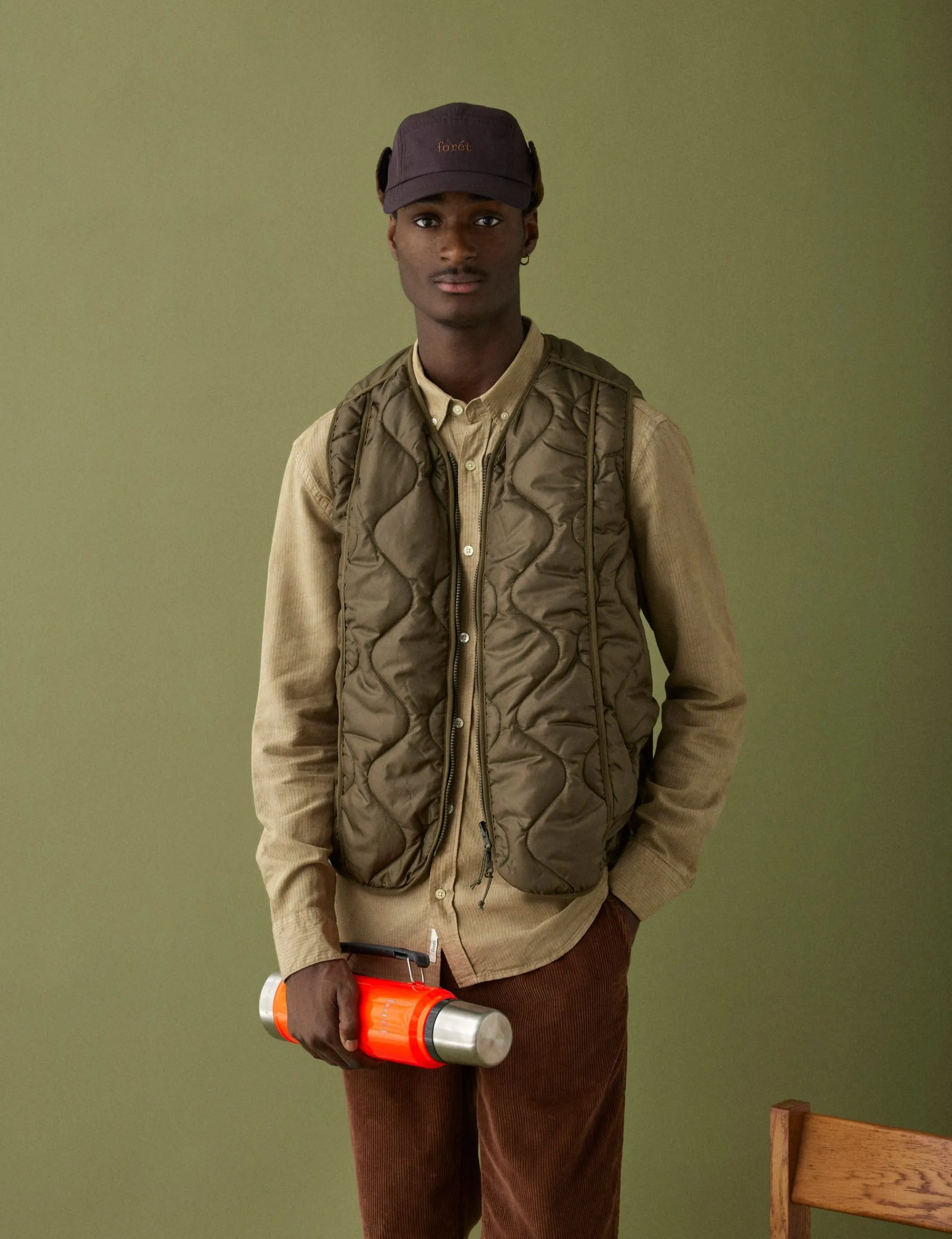 Men Forét Jackets-Fresh Reversible Liner Vest-Army