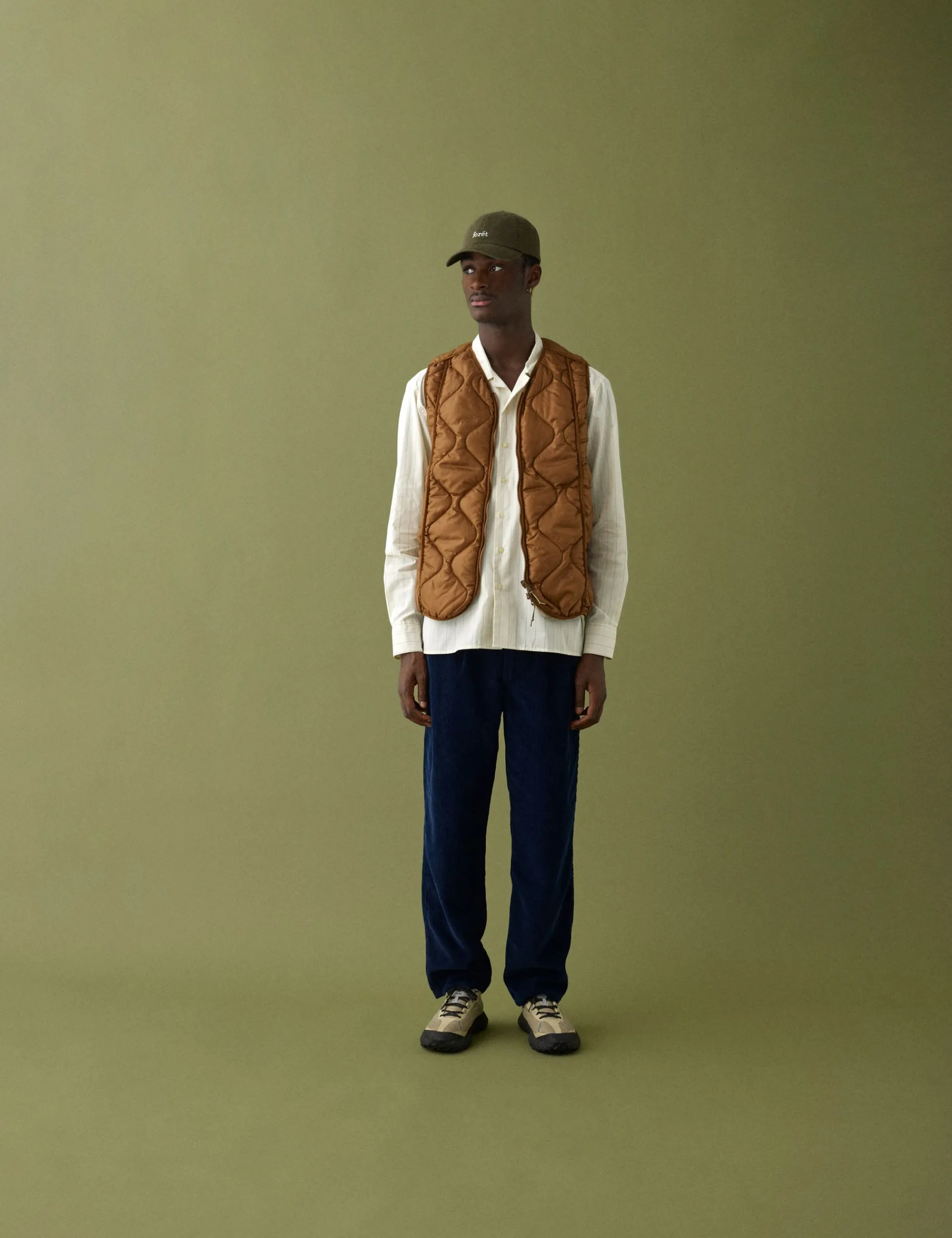 Men Forét Jackets-Fresh Reversible Liner Vest-Brown