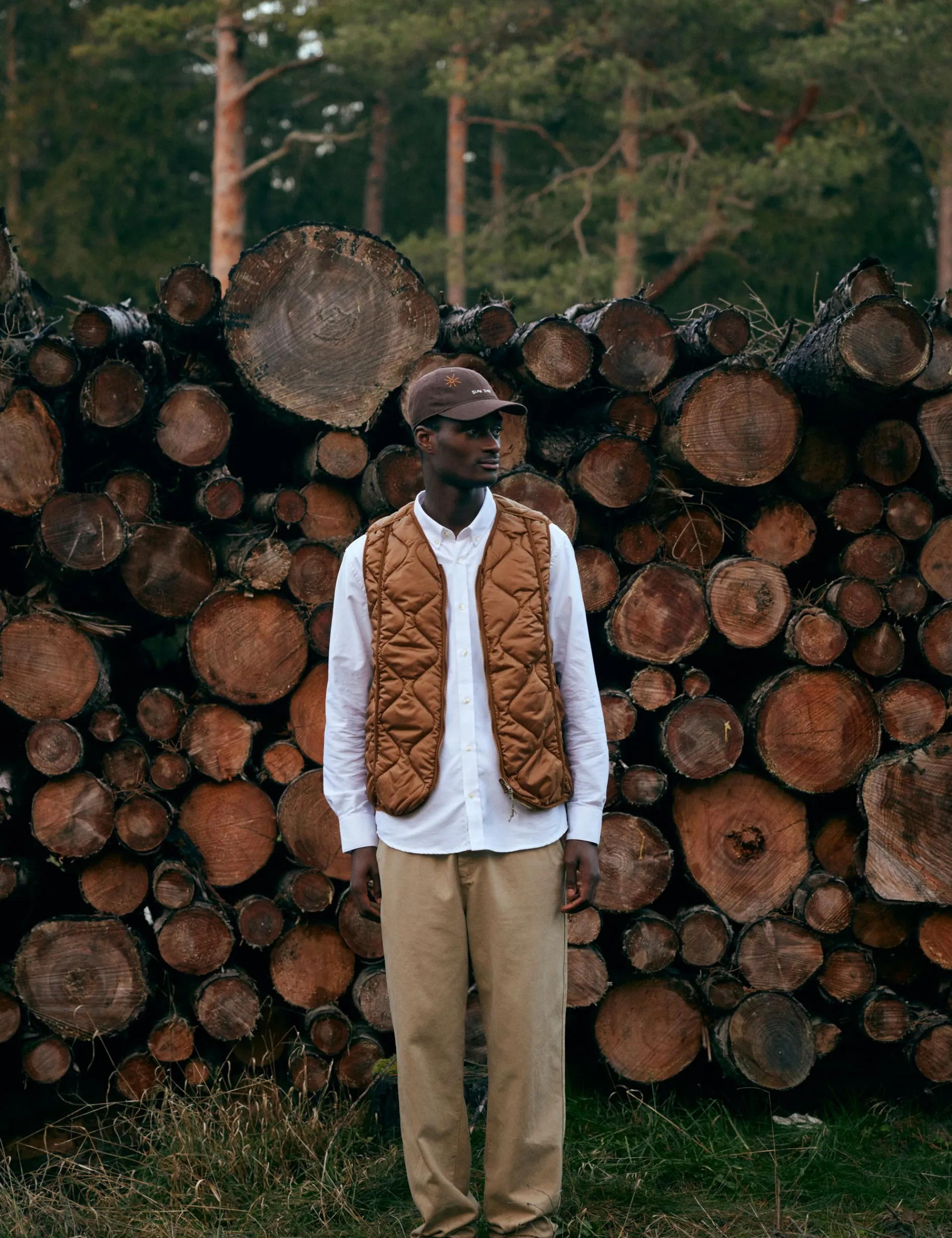 Men Forét Jackets-Fresh Reversible Liner Vest-Brown