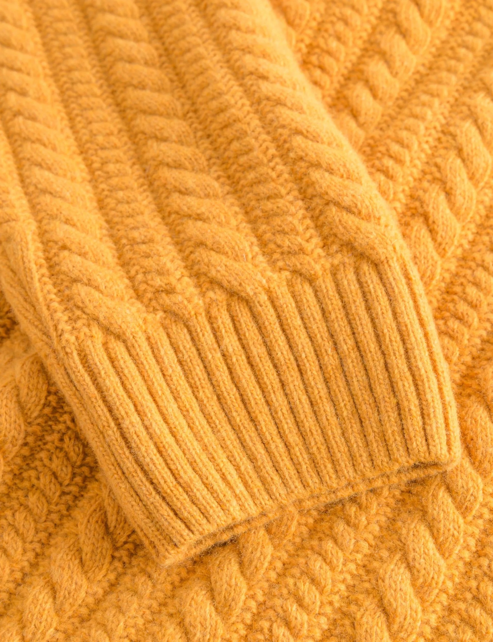 Men Forét Sweatshirts-Glen Cable Wool Knit-Amber