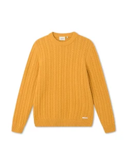 Men Forét Knitwear-Glen Cable Wool Knit-Amber