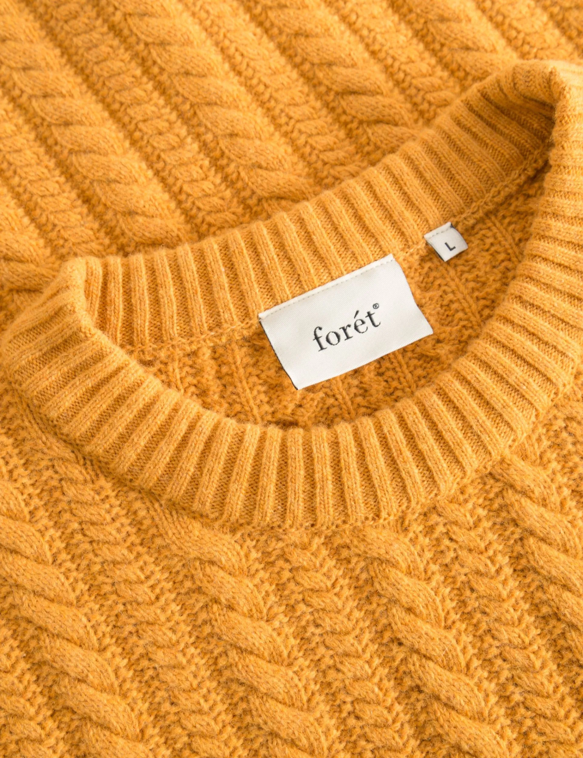 Men Forét Knitwear-Glen Cable Wool Knit-Amber