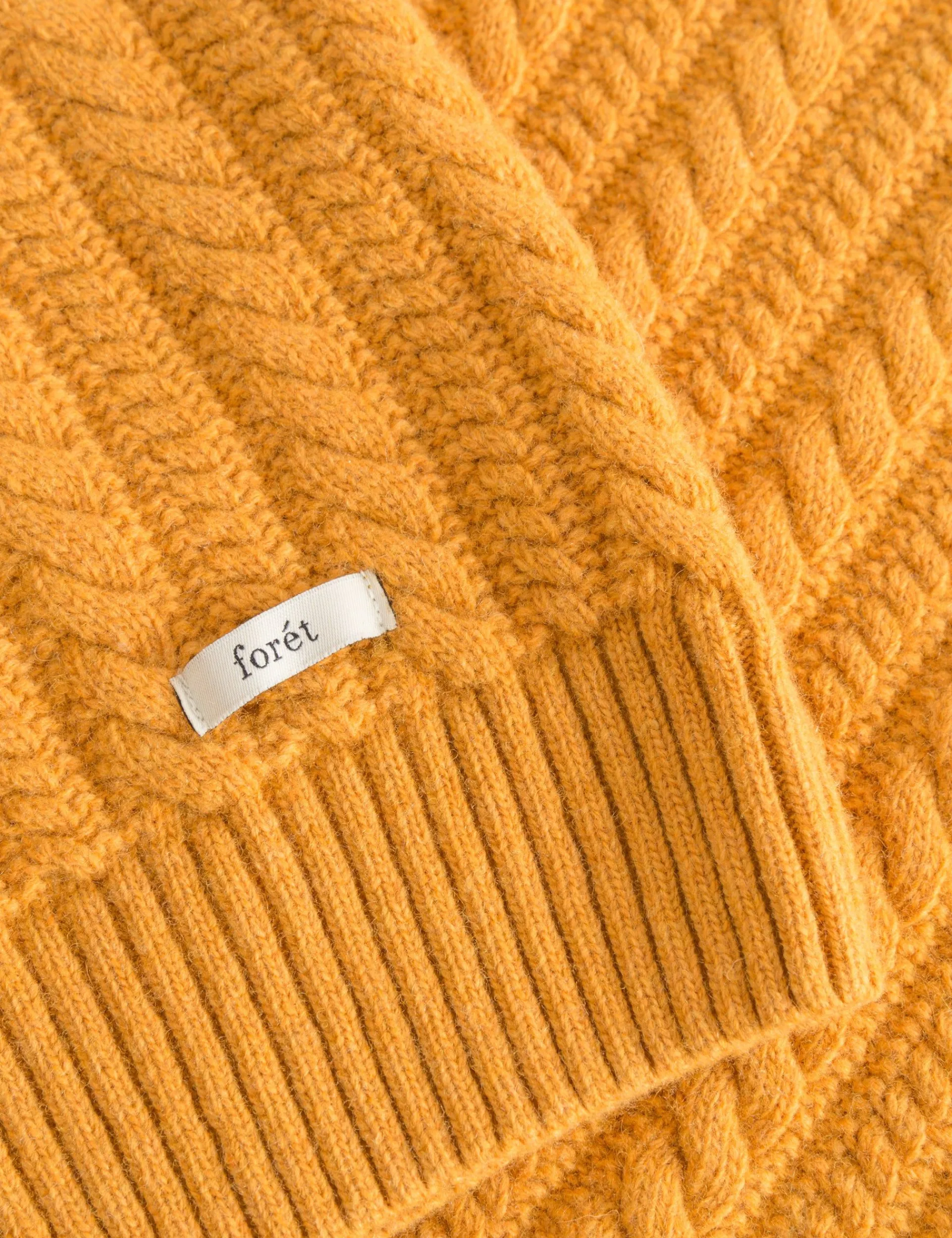 Men Forét Knitwear-Glen Cable Wool Knit-Amber