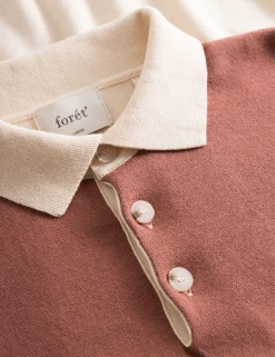 Men Forét Knitwear-Golf Polo Knit-Cloud/Navy