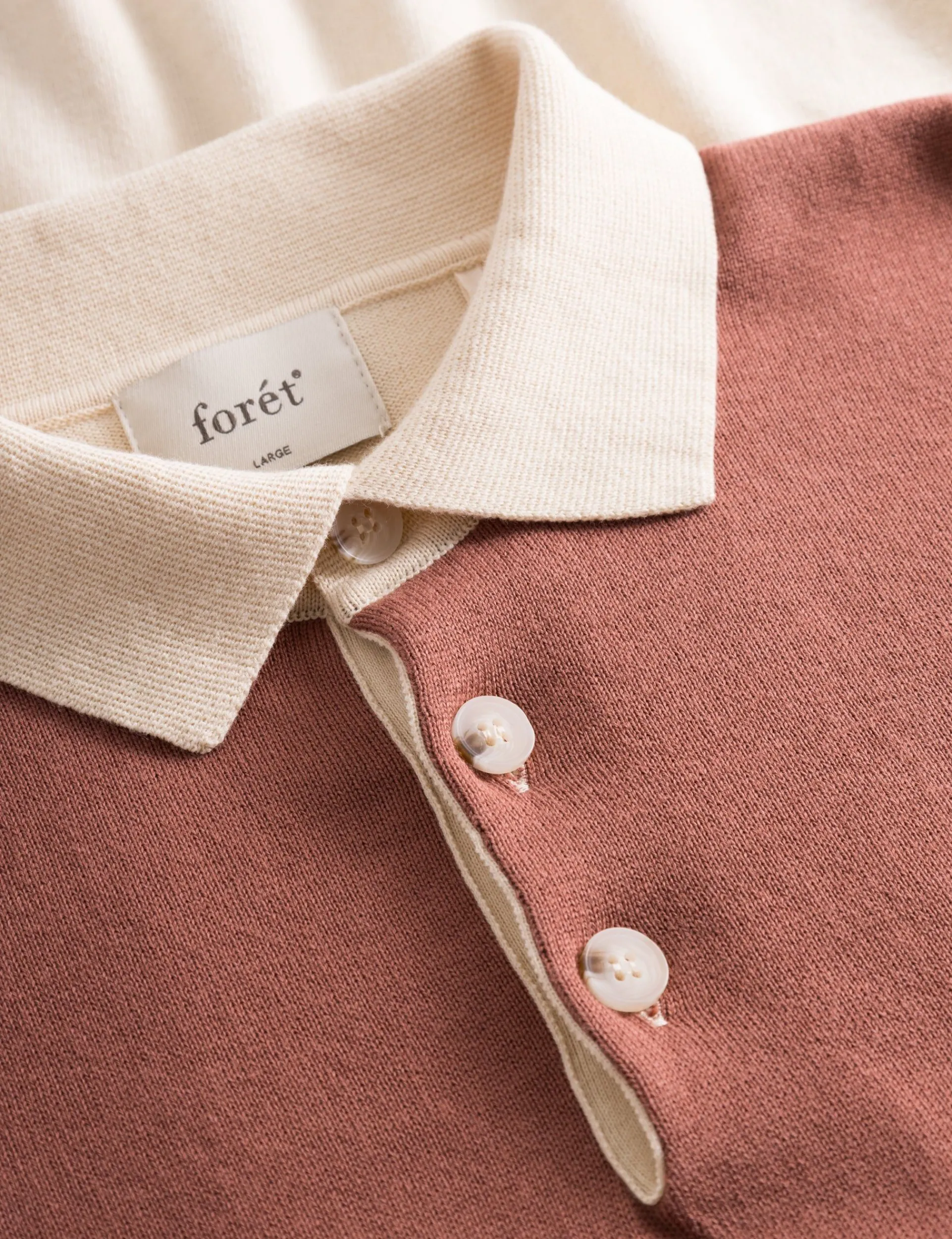 Men Forét Knitwear-Golf Polo Knit-Cloud/Navy
