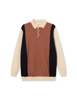 Men Forét Sweatshirts-Golf Polo Knit-Cloud/Navy