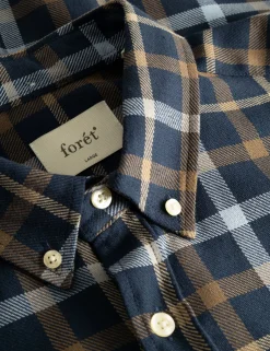 Men Forét Shirts-Grip Check Shirt-Navy Check