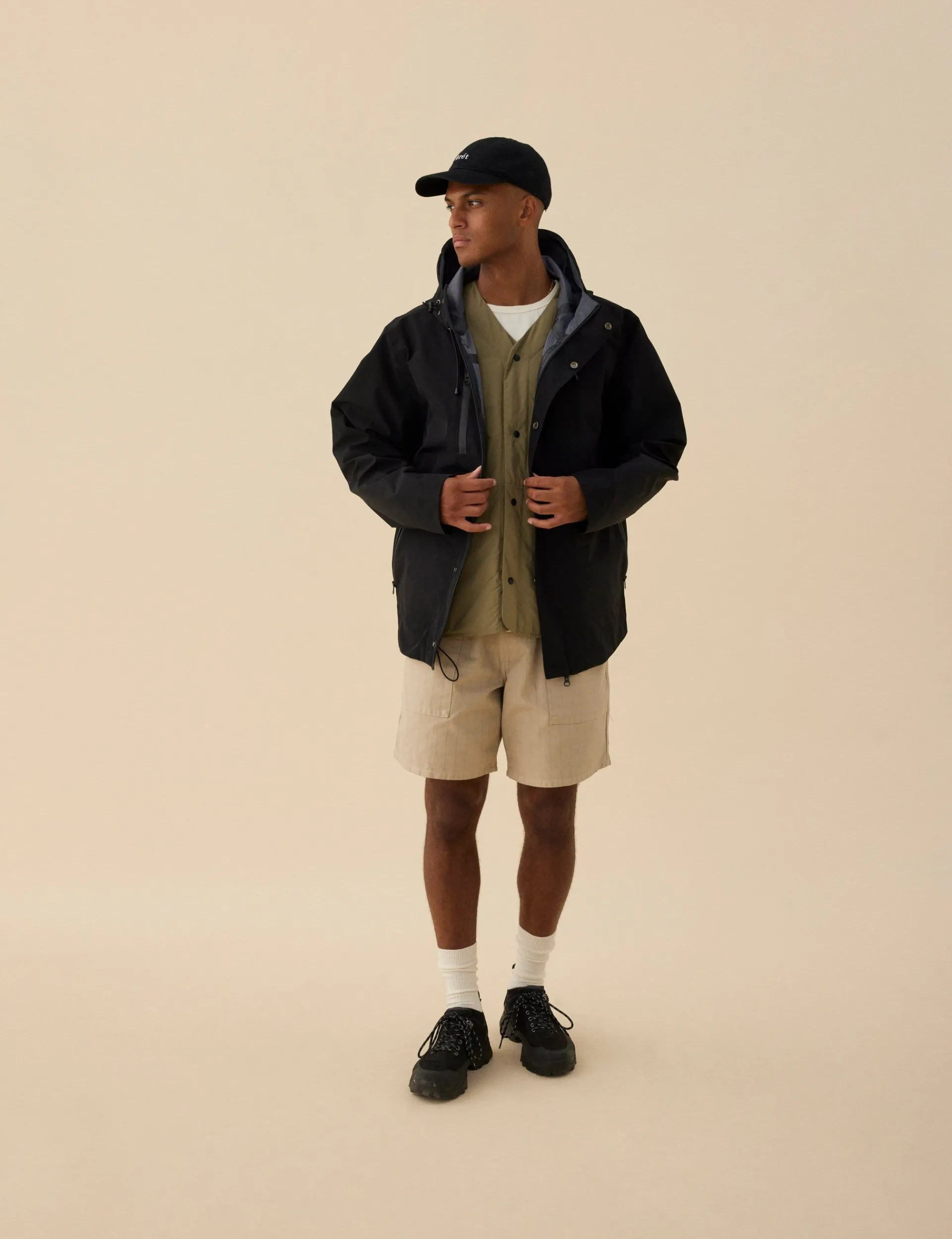Men Forét Caps-Hawk Washed Cap-Black