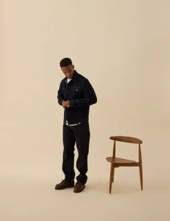 Men Forét Jackets-Hazy Denim Jacket-Raw Denim