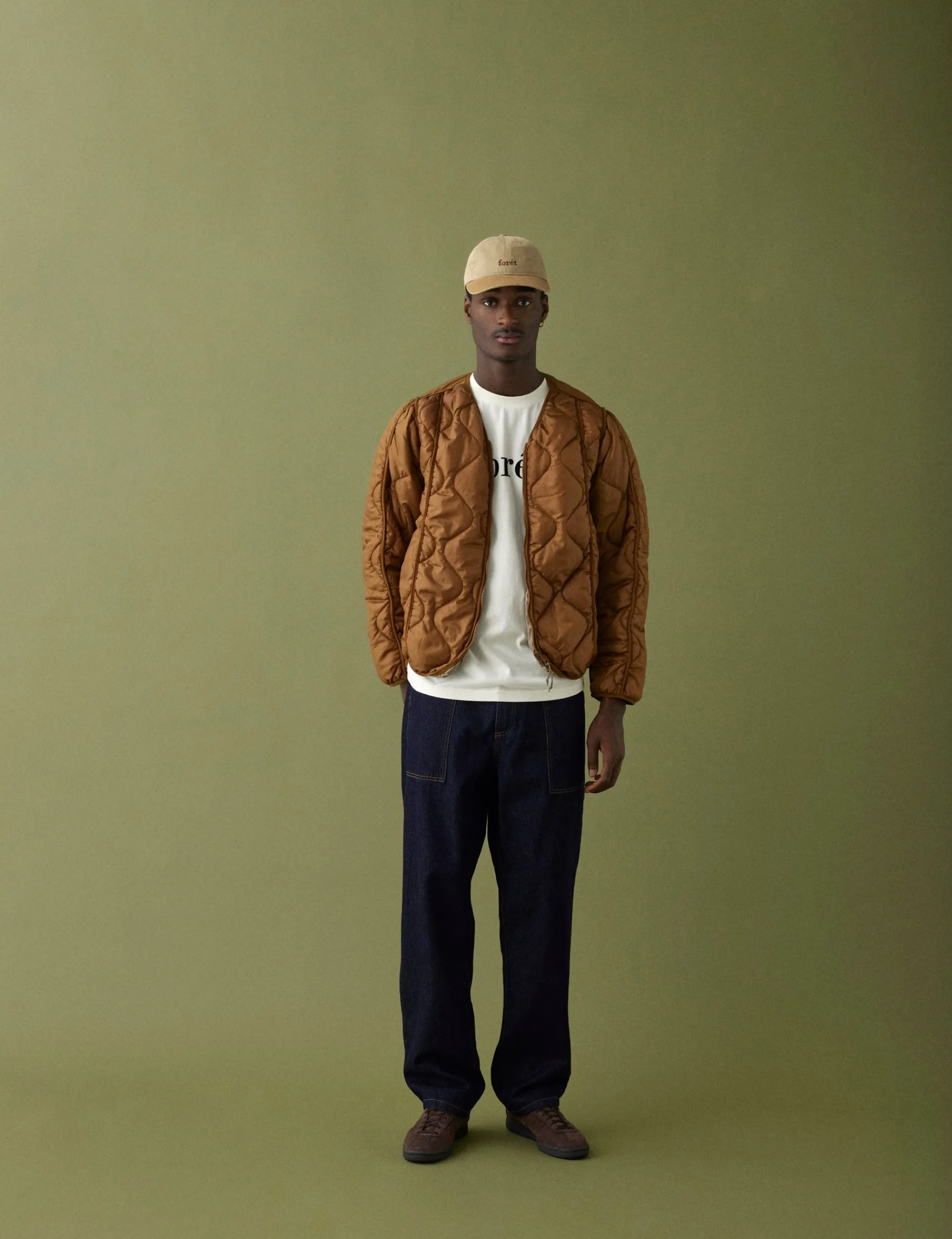 Men Forét Overshirts-Humid Reversible Liner Jacket-Brown