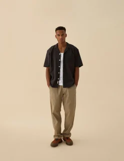 Men Forét Shirts-Hush Ss Shirt-Washed Black