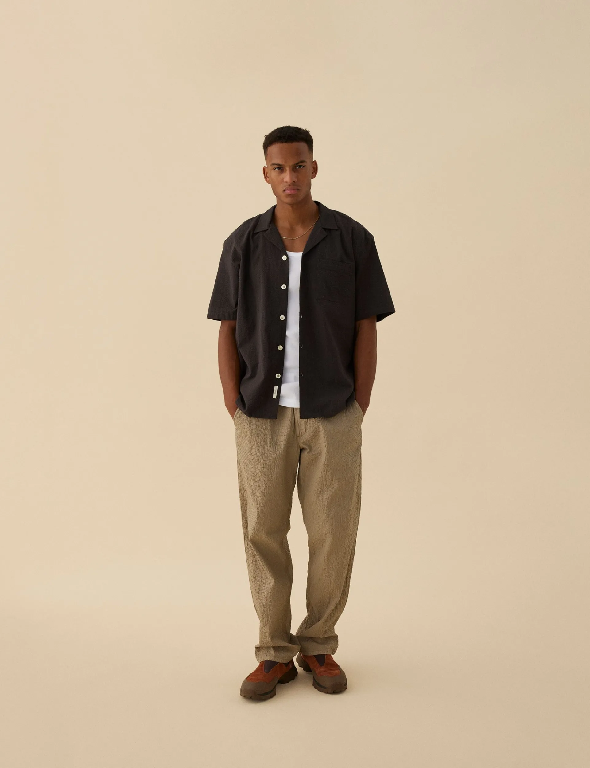 Men Forét Shirts-Hush Ss Shirt-Washed Black