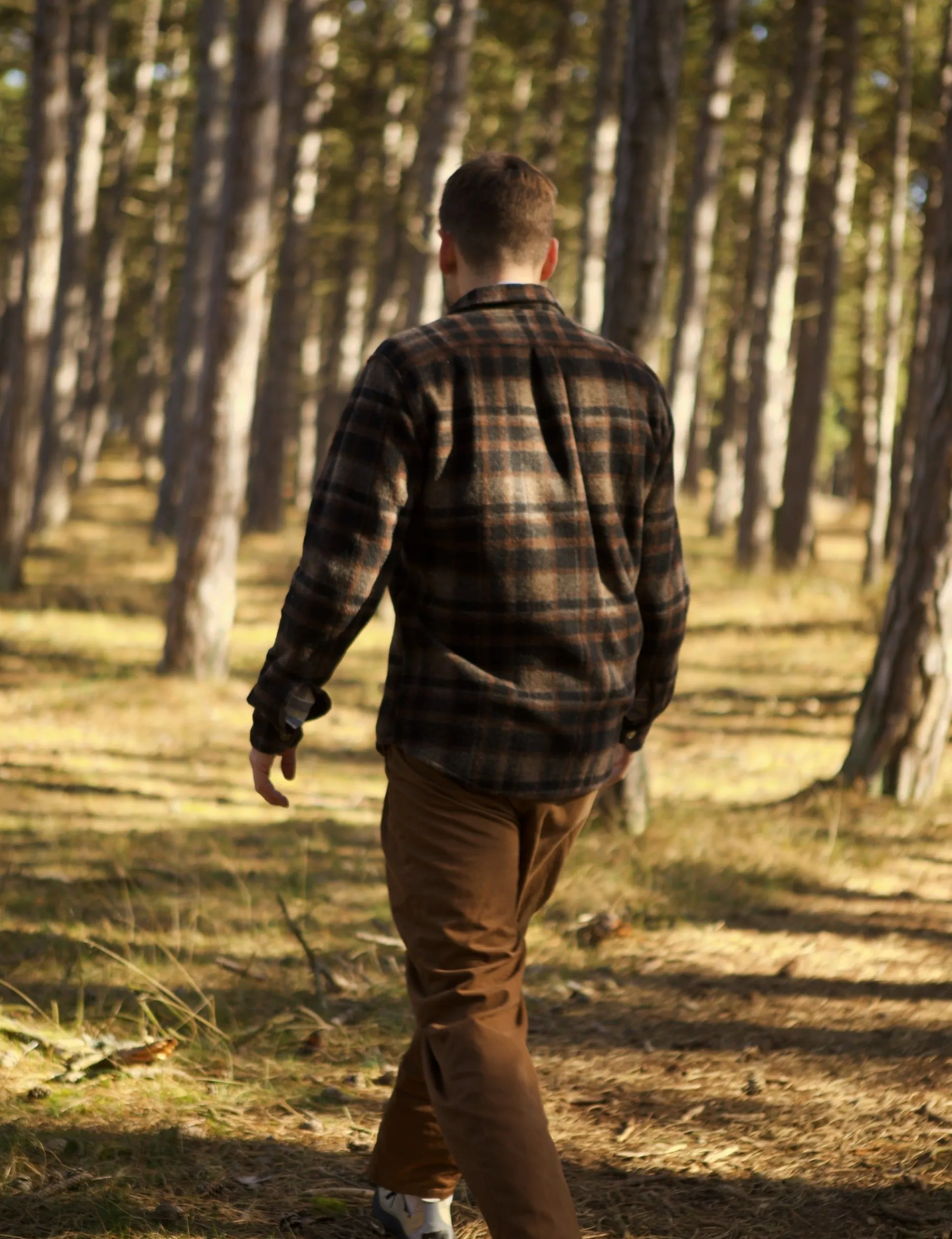 Men Forét Shirts-Ivy Wool Overshirt-Brown Check