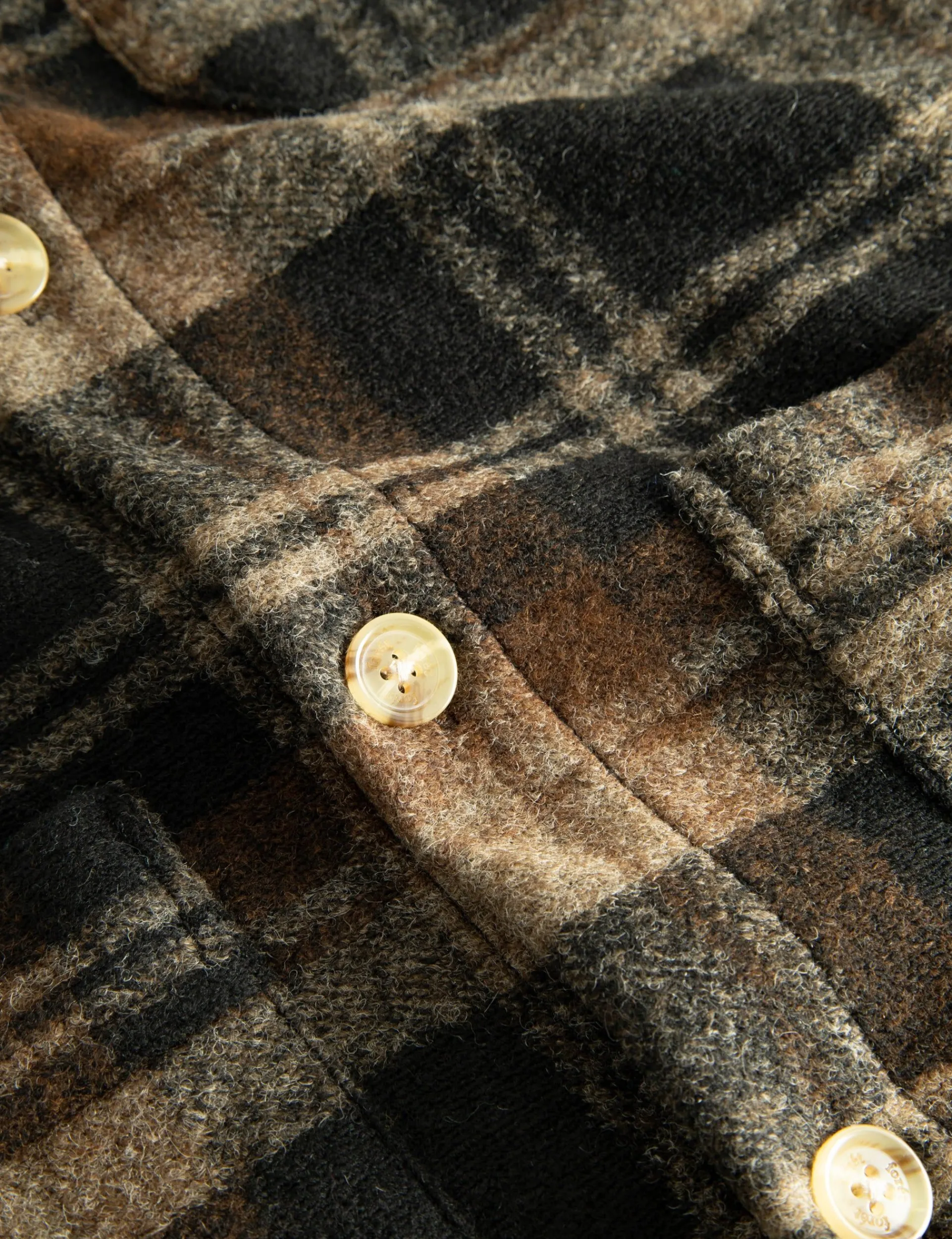 Men Forét Shirts-Ivy Wool Overshirt-Brown Check