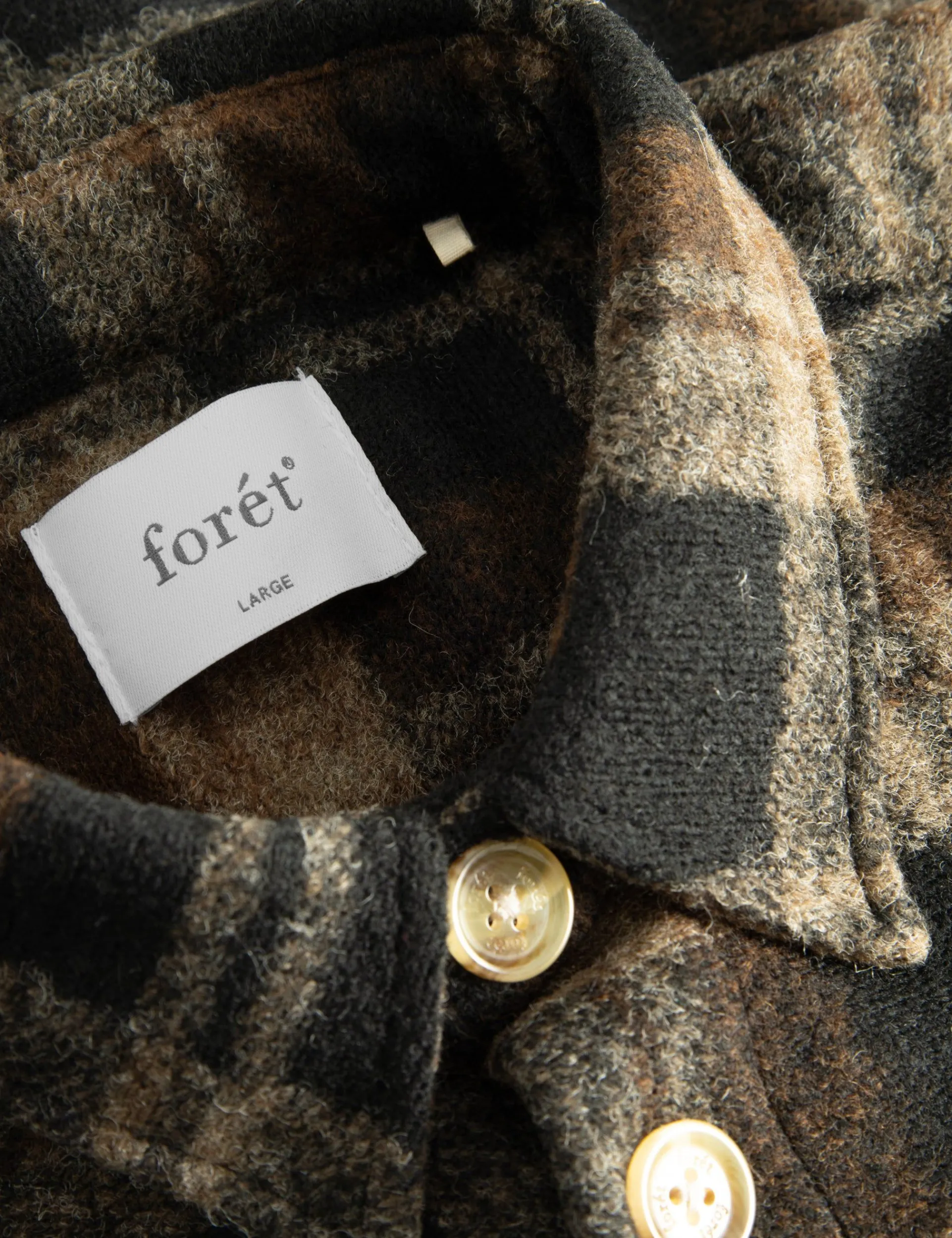 Men Forét Shirts-Ivy Wool Overshirt-Brown Check