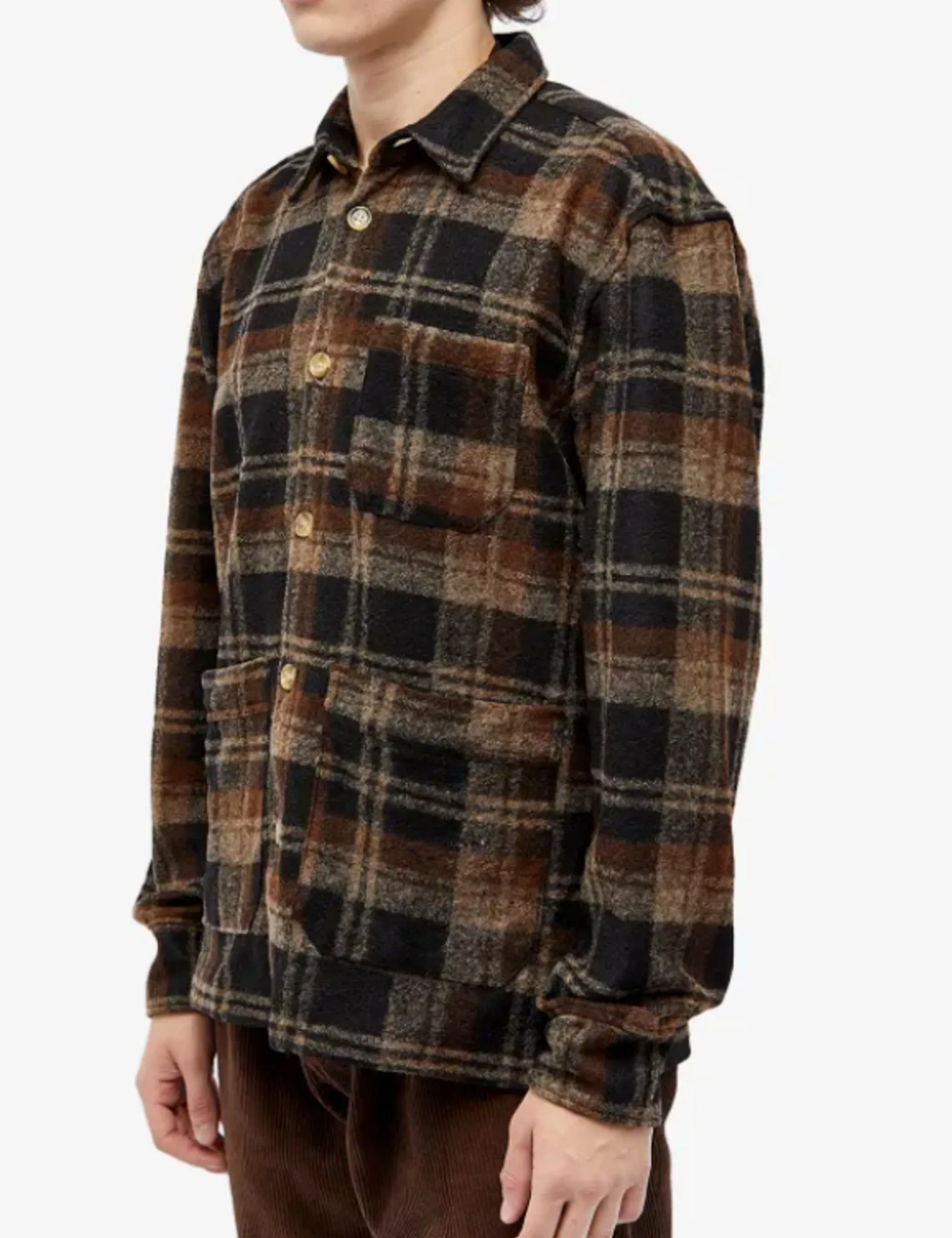 Men Forét Overshirts-Ivy Wool Overshirt-Brown Check