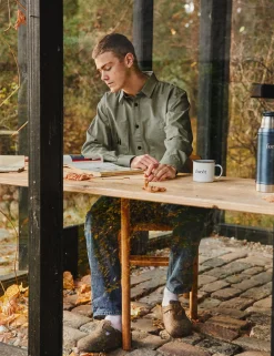 Men Forét Overshirts-Ledge Overshirt-Dark Olive